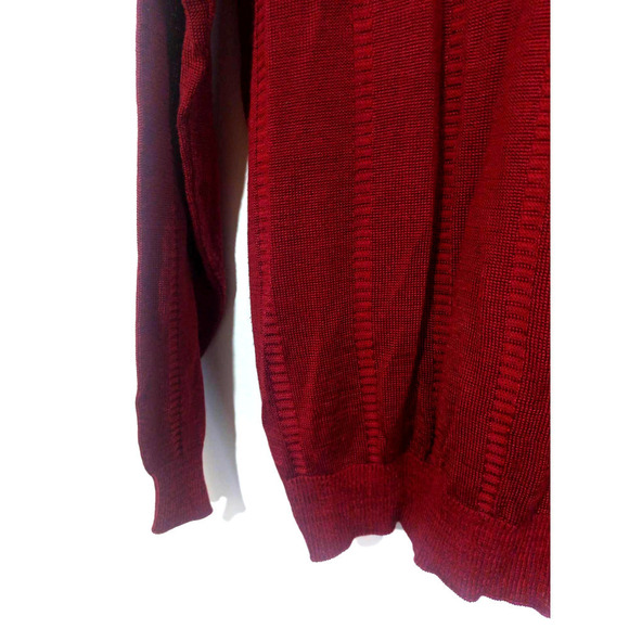 Fenzia Men Sz M Vintage Grandpa Red Lightweight Sweater Classic Stripe - Picture 3 of 6